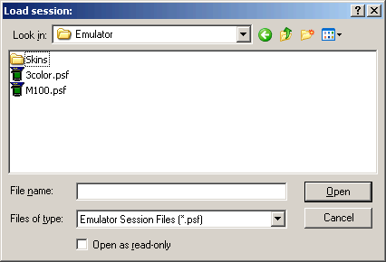 Palm OS Emulatoriaus Sesijos Krovimo ekranas