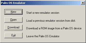 Palm OS Emulator skrin pertama